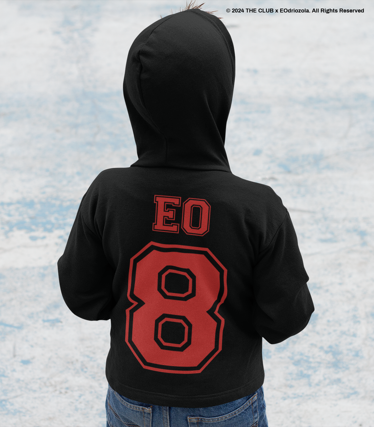 Hoodie Negra Niño - EO "8 Red"